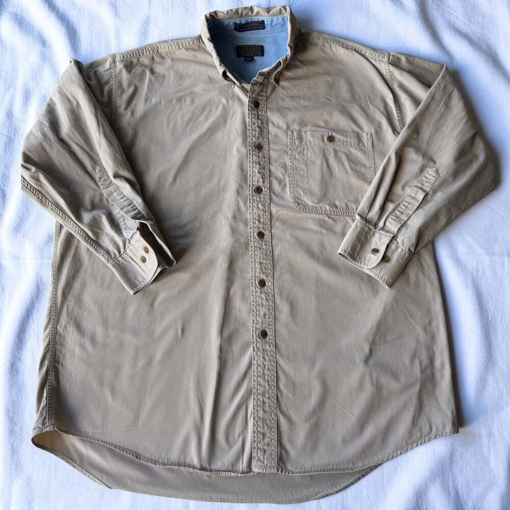 Chaps Ralph Lauren Button Down Shirt • Beige Khaki • Classic Fit XL